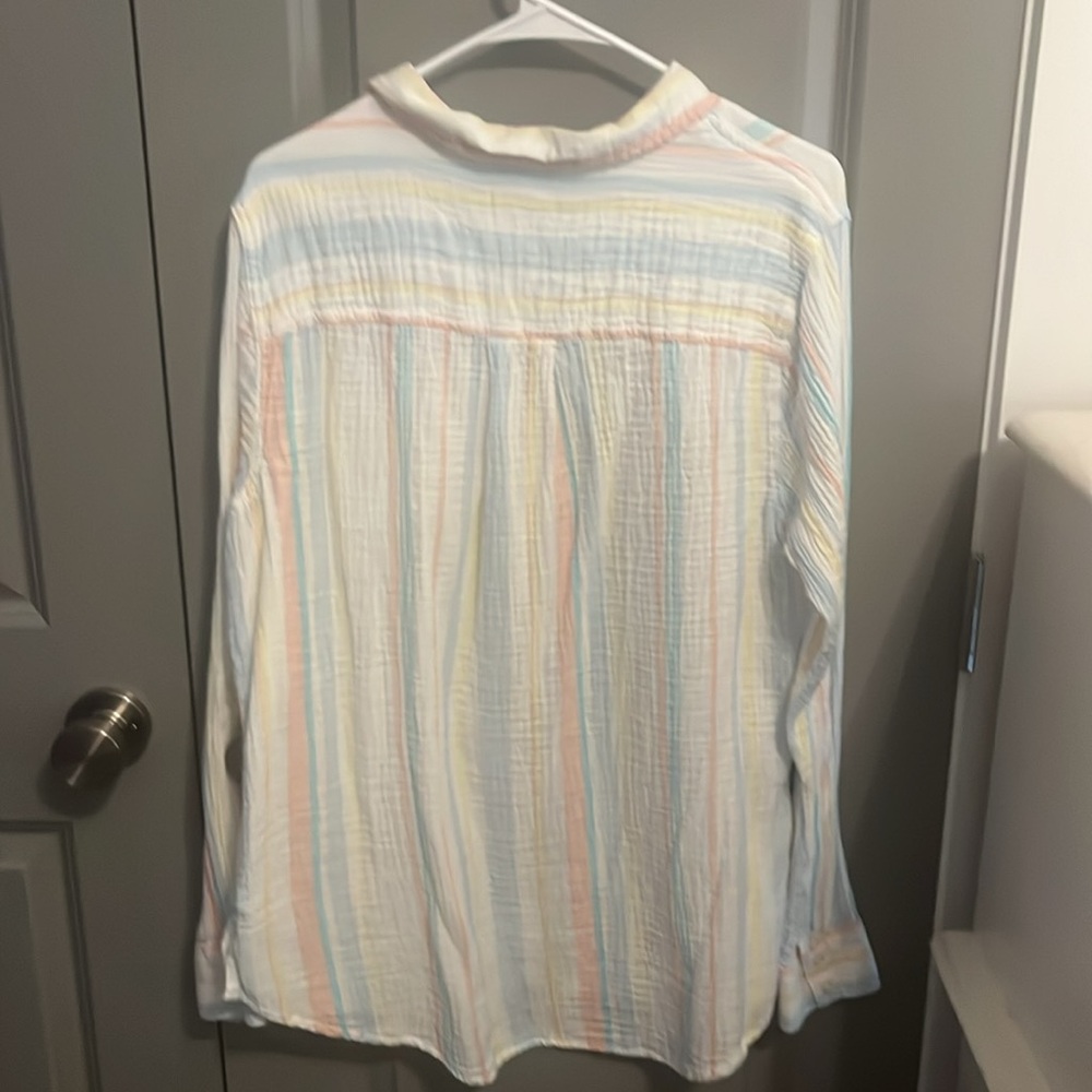 St. John's Bay Casual Blue and Yellow Button Down Shirt - Picture 3 of 4